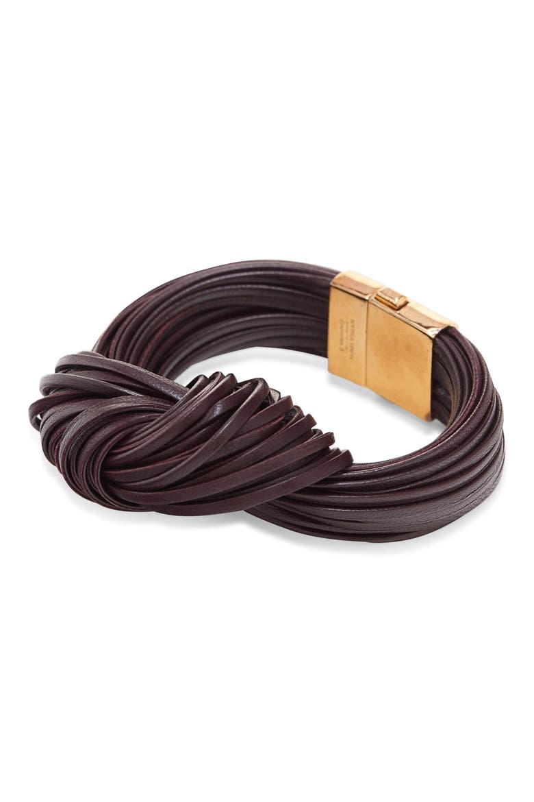 Knotted Leather Bracelet, Main, color, 2241 DARK BAROLO