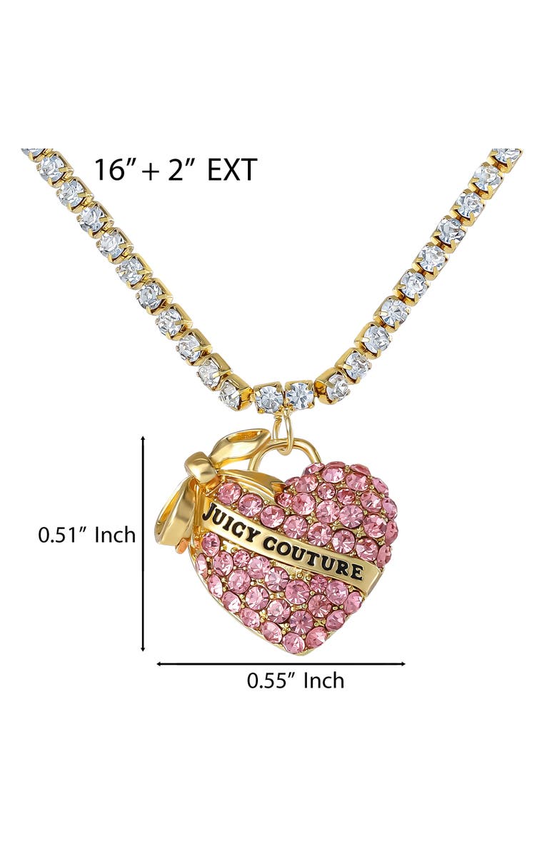 Juicy Couture Pink Pavé Heart Pendant Necklace, Gold-Tone, Alternate, color, Pink, Clear