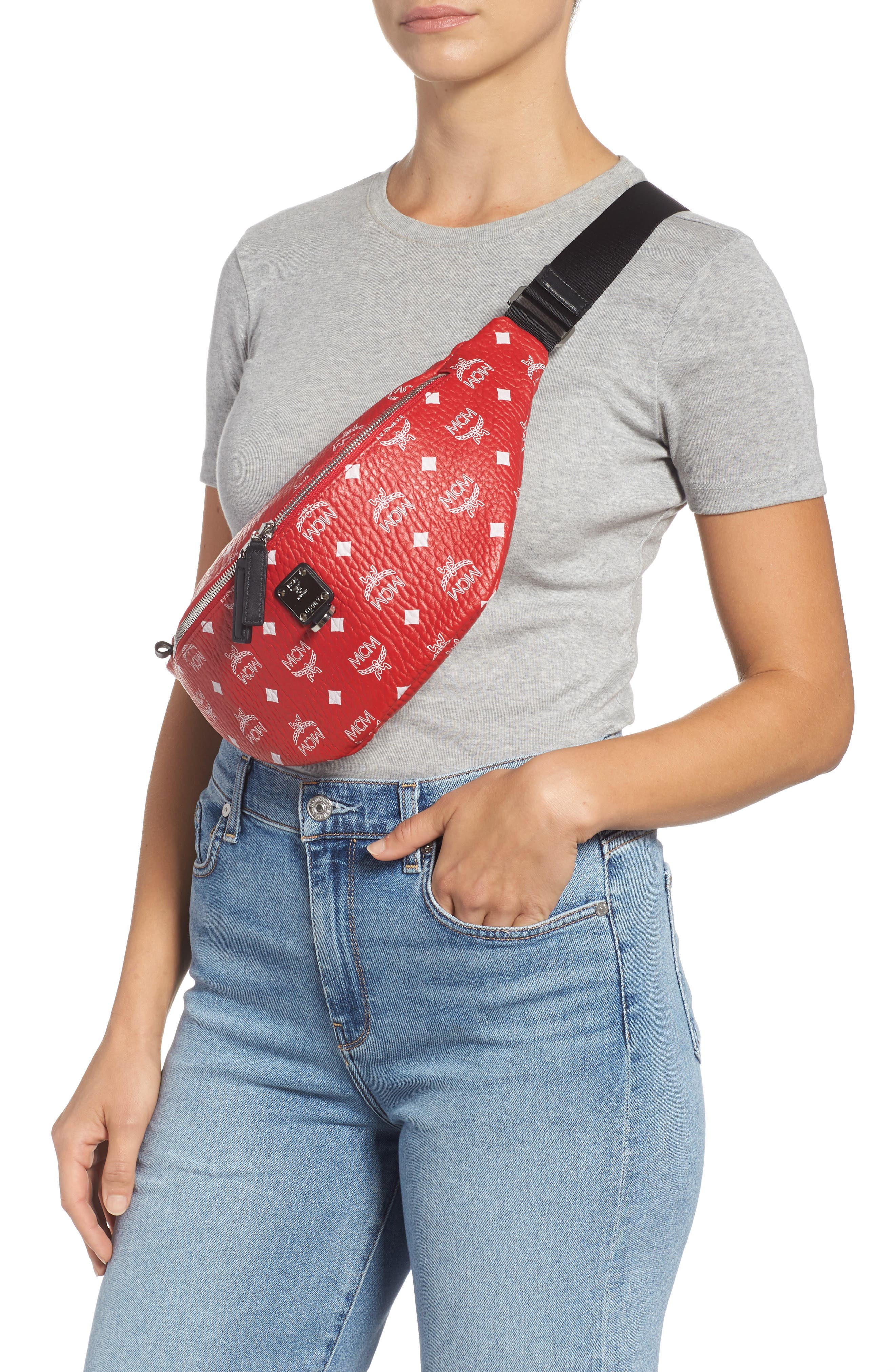 MCM Fursten Visetos Coated Canvas Belt Bag, Alternate, color, 