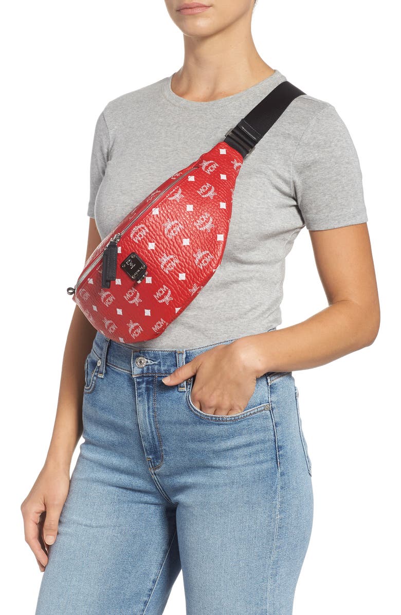 MCM Fursten Visetos Coated Canvas Belt Bag, Alternate, color,