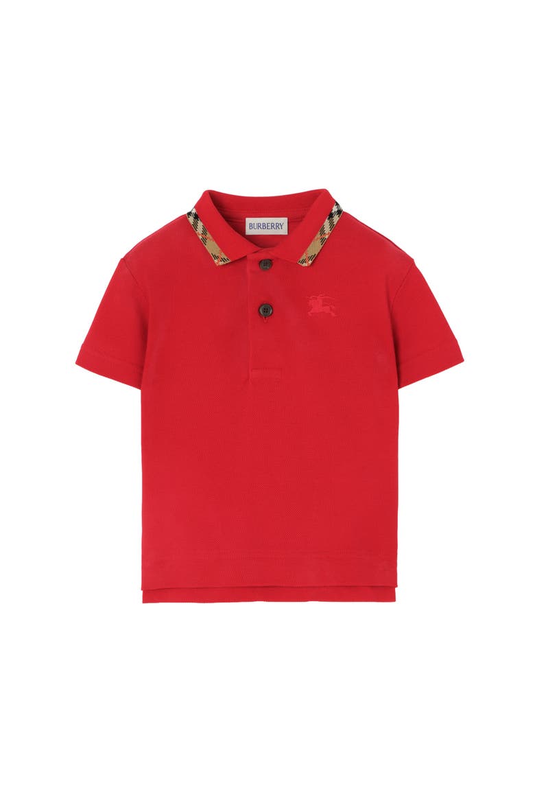 Check Collar Cotton Polo Shirt, Main, color, Bright red