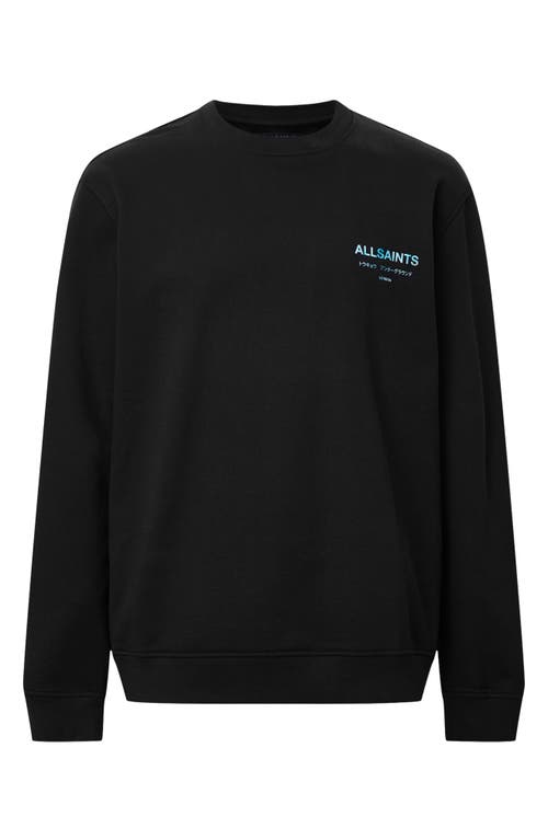 Allsaints Organic Cotton Underground Sweatshirt In Jet Black/blue