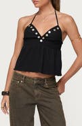 EDIKTED Pailette Sequin Halter Crop Top