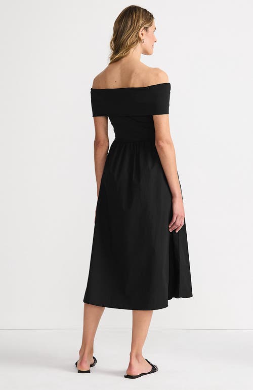LANDS' END LANDS' END OFF THE SHOULDER SLENDER MIXED MEDIA DRESS