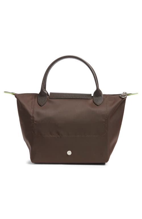 Longchamp Small Le Pliage Green Recycled Canvas Top Handle Bag In Brown