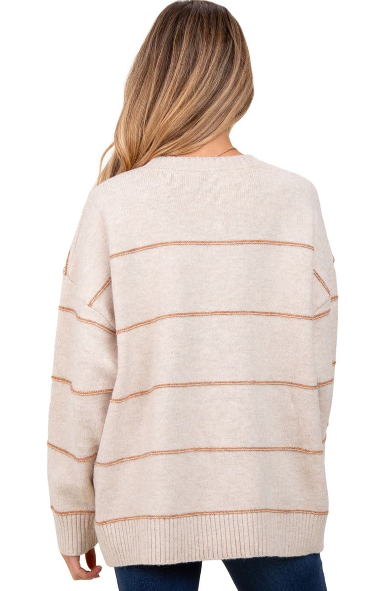 PinkBlush Striped Drop Shoulder Sweater, Alternate, color, Beige