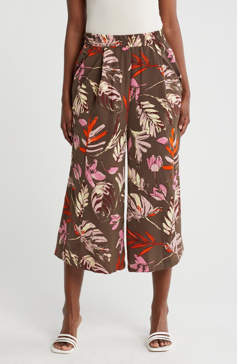 Adrianna Papell Cargo Pull-On Pants, Main, color, Fatigue Sketched Botanics