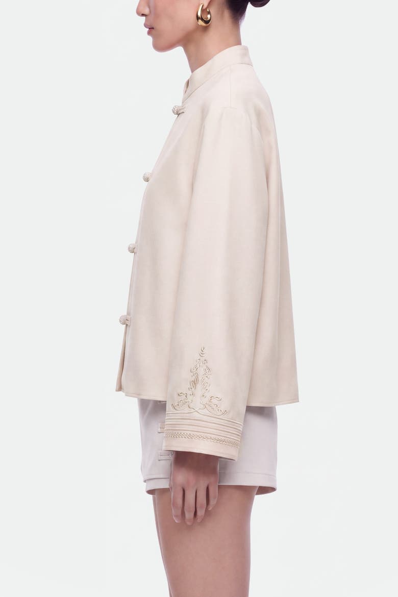 Embroidery Detail Oversized Jacket, Alternate, color, Ivory