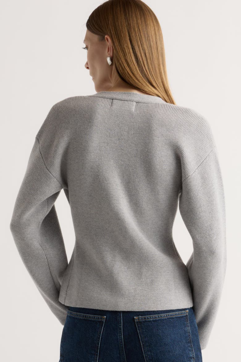 Elinor Organic Cotton-Wool V-Neck Cardigan, Alternate, color, Light Graphite