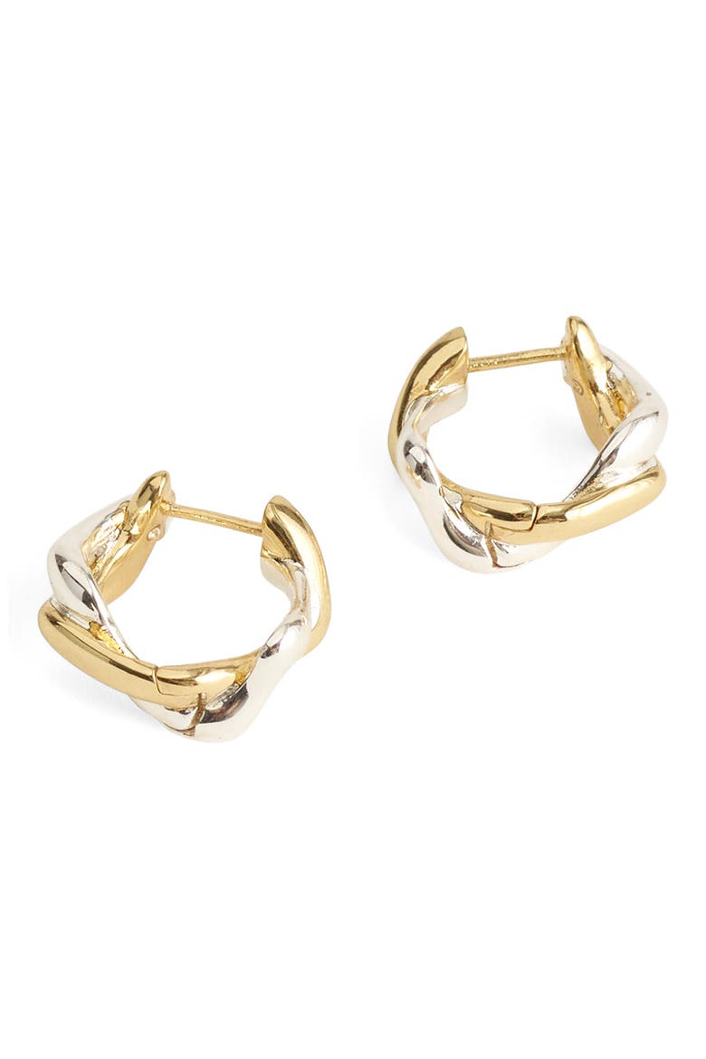 Mixed Metal Sculptural Small Hoop Earrings, Main, color, MIXED METAL