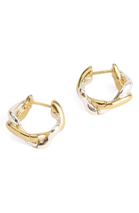 Mixed Metal Sculptural Small Hoop Earrings