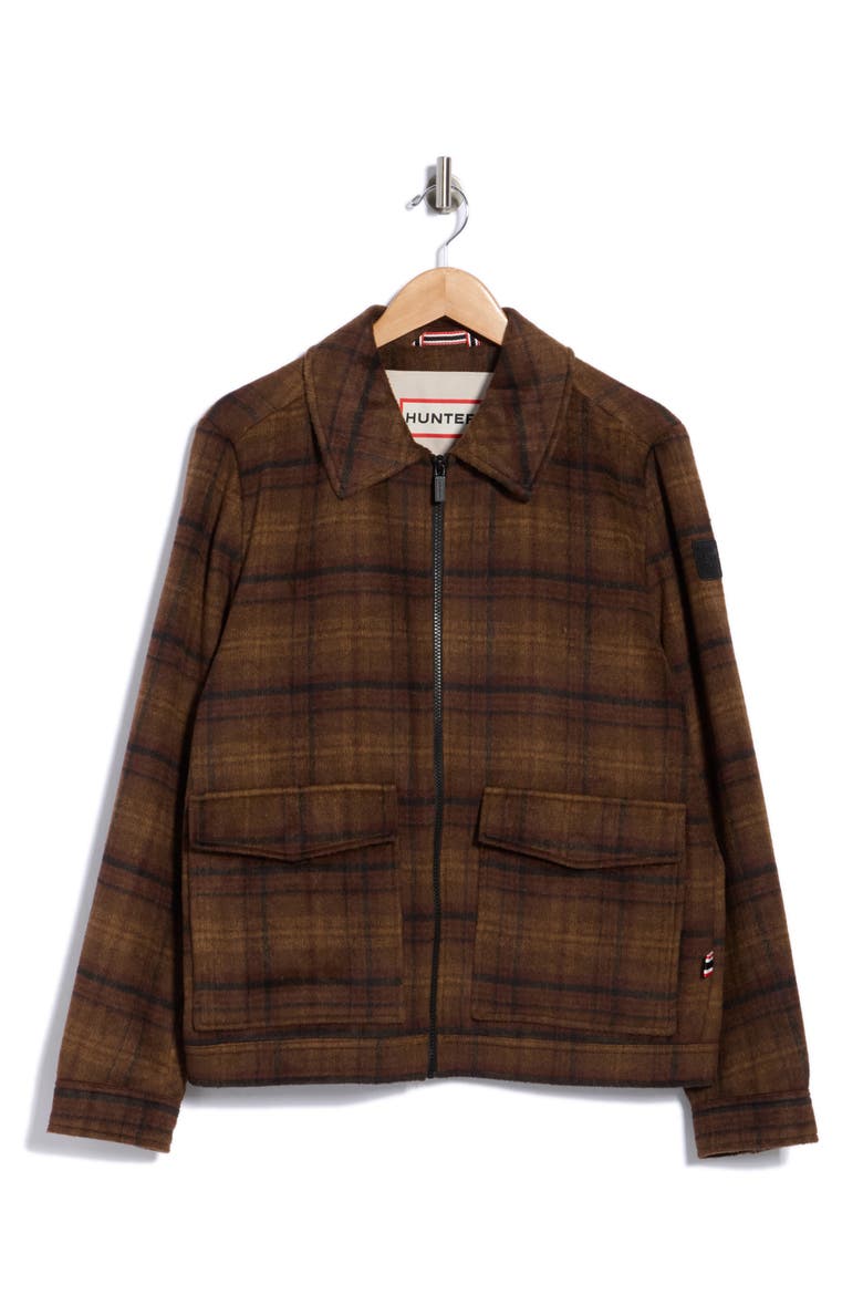 Samor Wool Blend Plaid Jacket, Alternate, color, BROWN