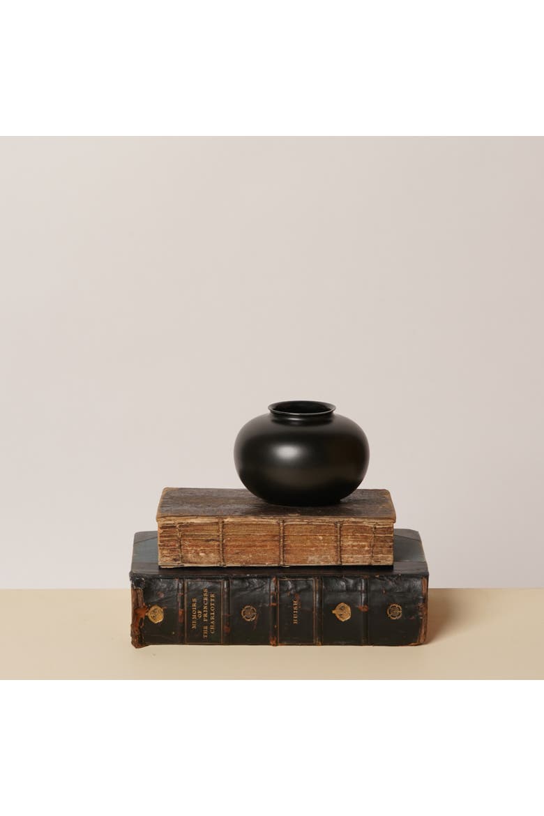Semi-Matte Porcelain Mini Apple Vase, Main, color, Black