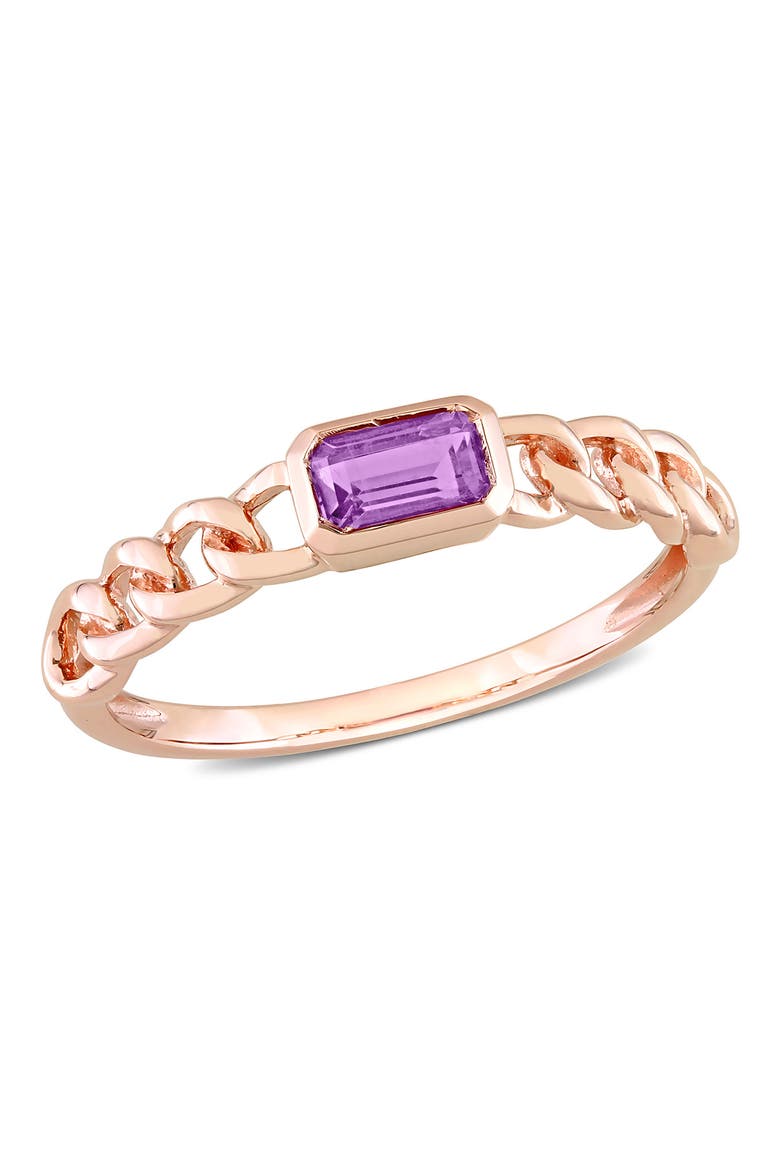10k Rose Gold Octagon African Amethyst Chain Link Ring, Main, color, PURPLE