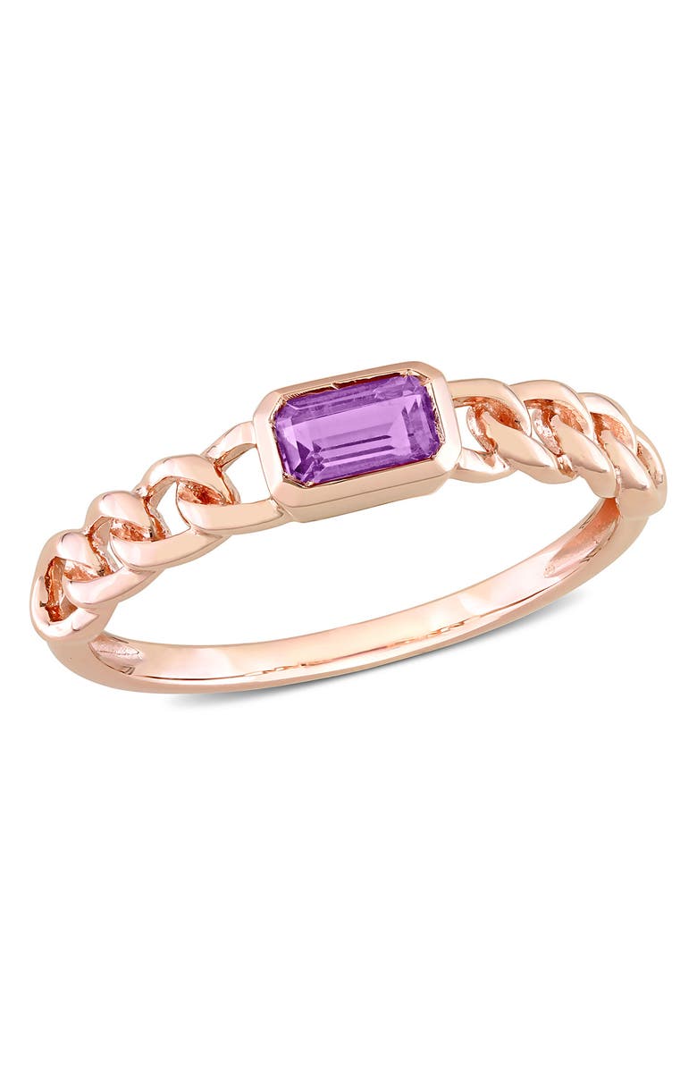 DELMAR 10k Rose Gold Octagon African Amethyst Chain Link Ring, Main, color, 