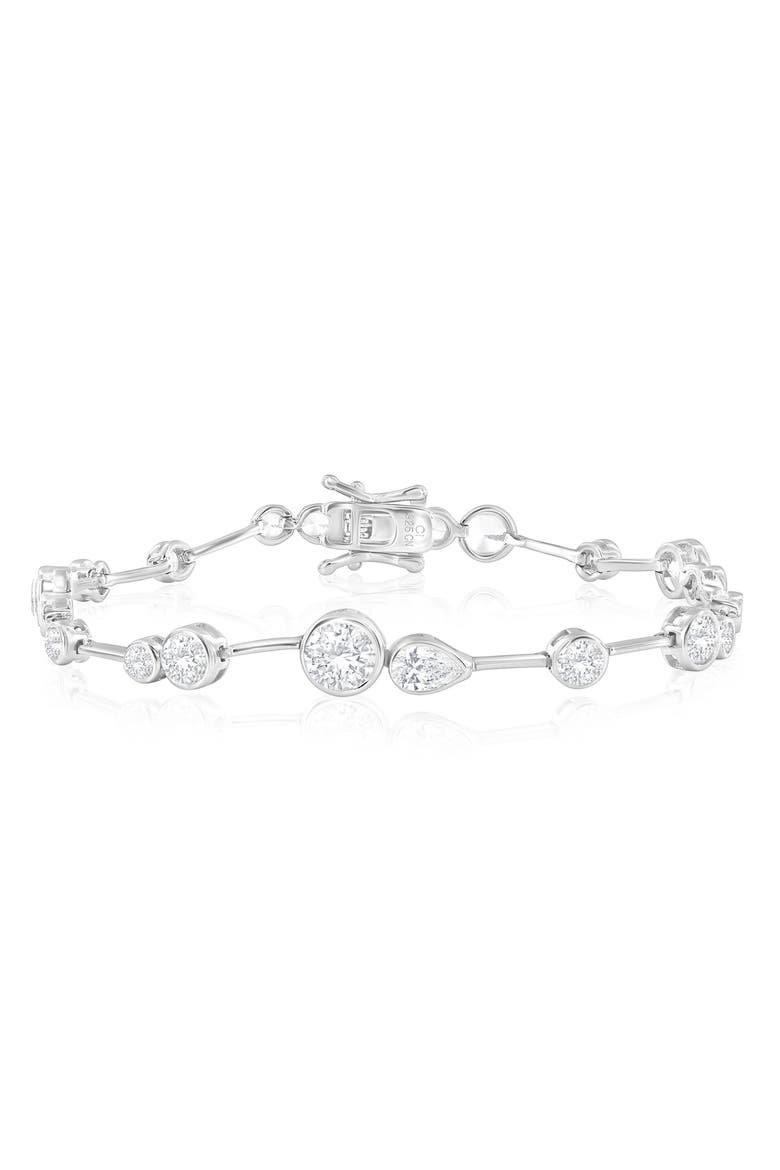 Round & Pear Cubic Zirconia Bracelet, Main, color, SILVER