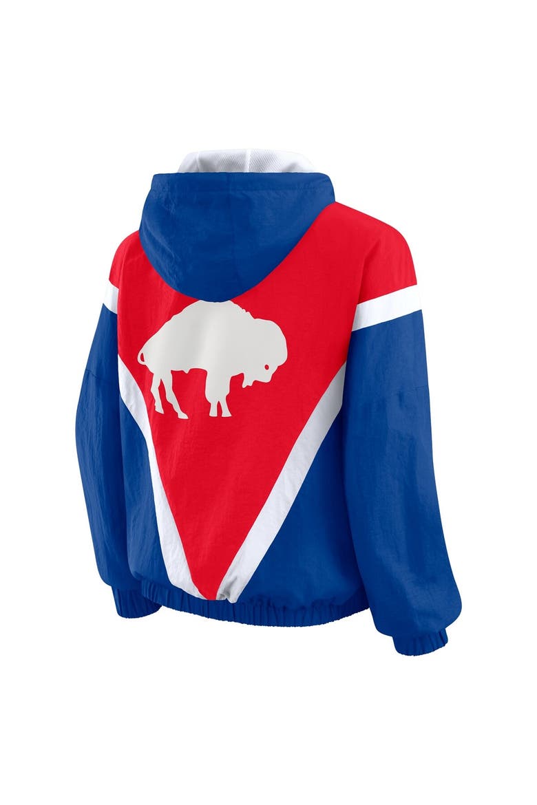 Women's WEAR by Erin Andrews Red/Royal Buffalo Bills Plus Size Retro Crinkle Full-Zip Windbreaker Jacket, Alternate, color, Red