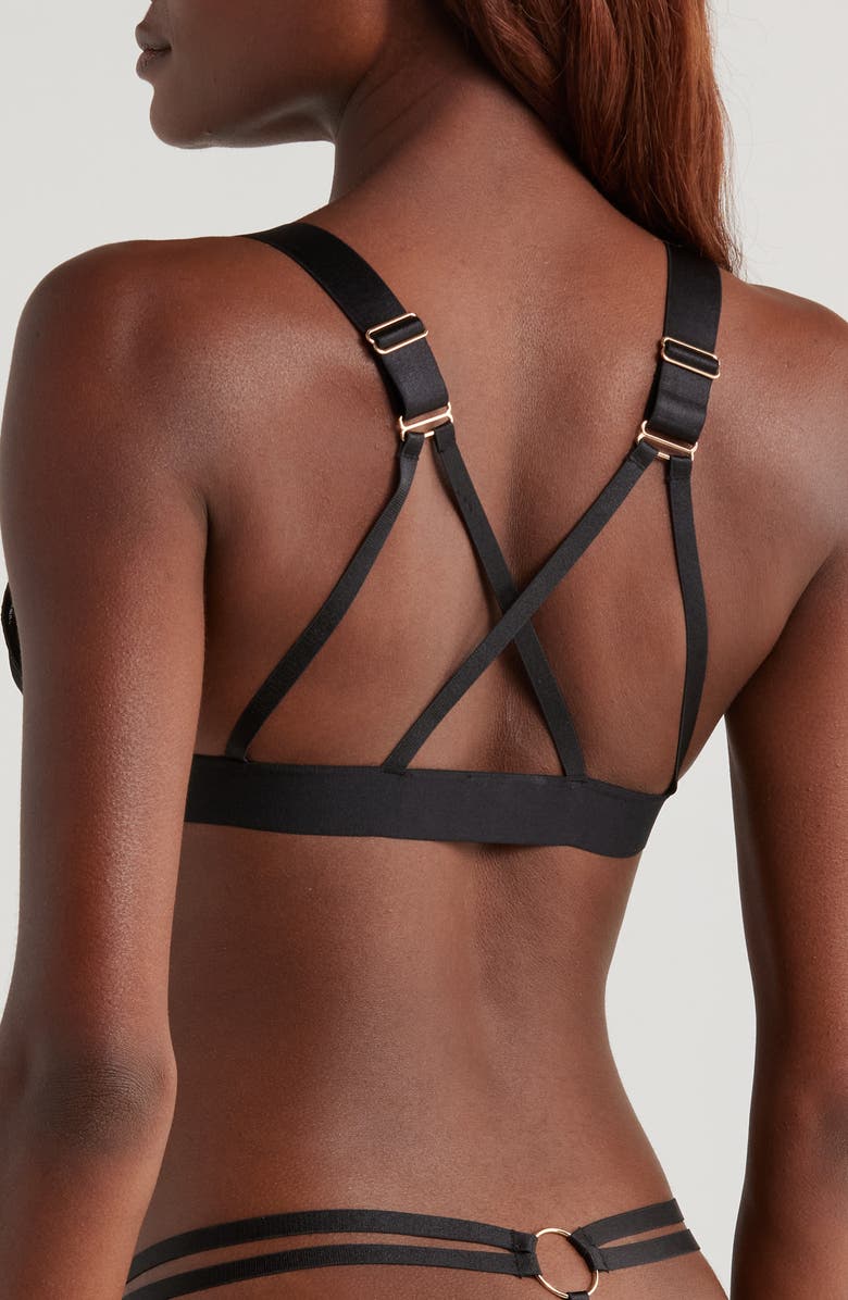 KILO BRAVA Strappy Lace Triangle Bralette, Alternate, color, Black