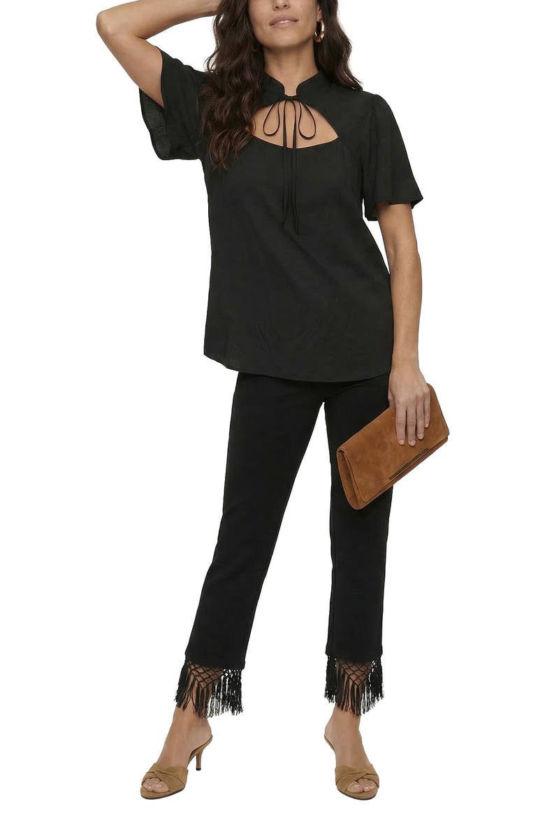 Camille Flutter Sleeve Top, Alternate, color, Black