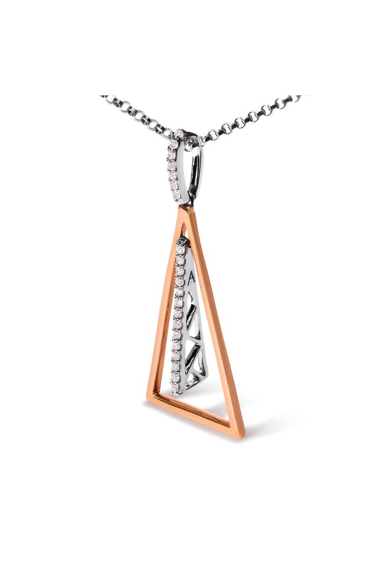 14K Rose and White Gold 1/8 Cttw Diamond Windchime Pendant Necklace, Alternate, color, White