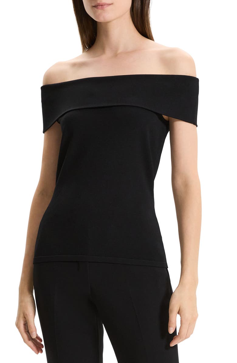 Theory Off the Shoulder Crepe Top, Main, color, 