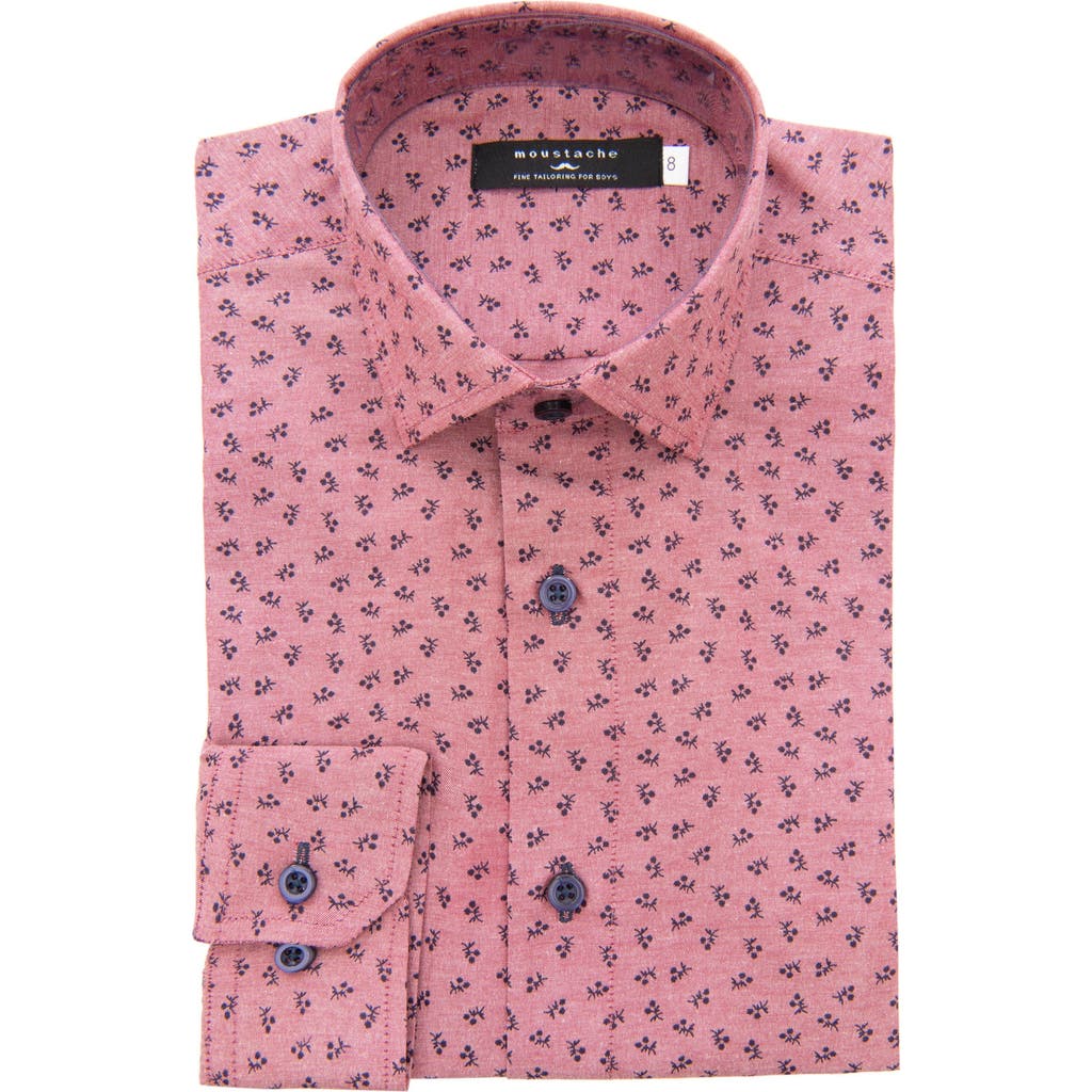 Moustache Printed Dress Shirt In Pink
