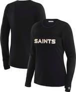 WEAR by Erin Andrews Women's WEAR by Erin Andrews x Gracie Hunt Black New Orleans Saints Mesh Panel Long Sleeve T-Shirt