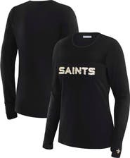 WEAR by Erin Andrews Women's WEAR by Erin Andrews x Gracie Hunt Black New Orleans Saints Mesh Panel Long Sleeve T-Shirt