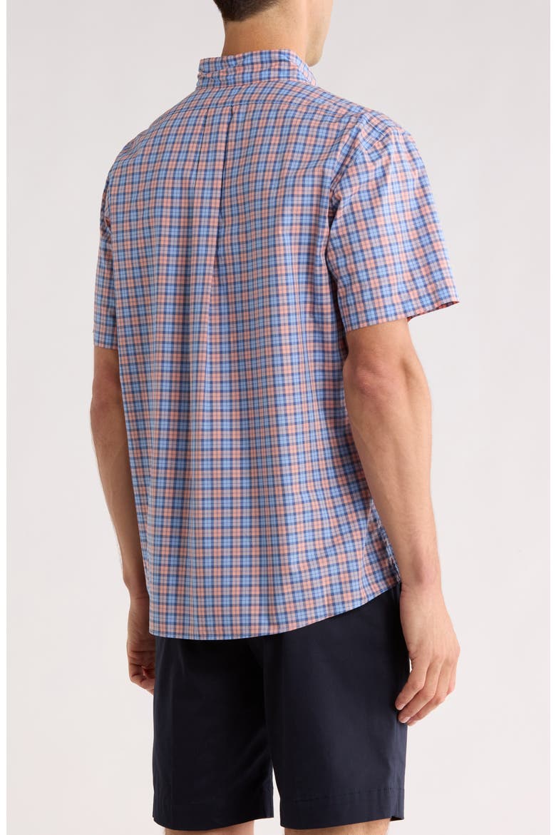 Sport Fit Plaid Short Sleeve Button-Down Shirt, Alternate, color, PEACH CHECK