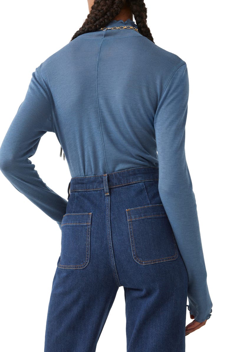 & Other Stories Lettuce Edge Mock Neck Wool Blend Top, Alternate, color, 