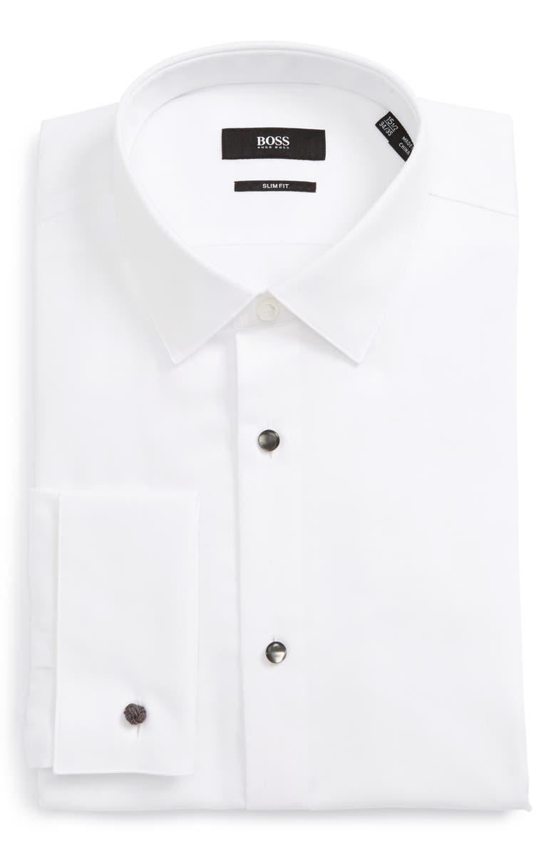 BOSS Jasper Slim Fit Tuxedo Shirt, Alternate, color,