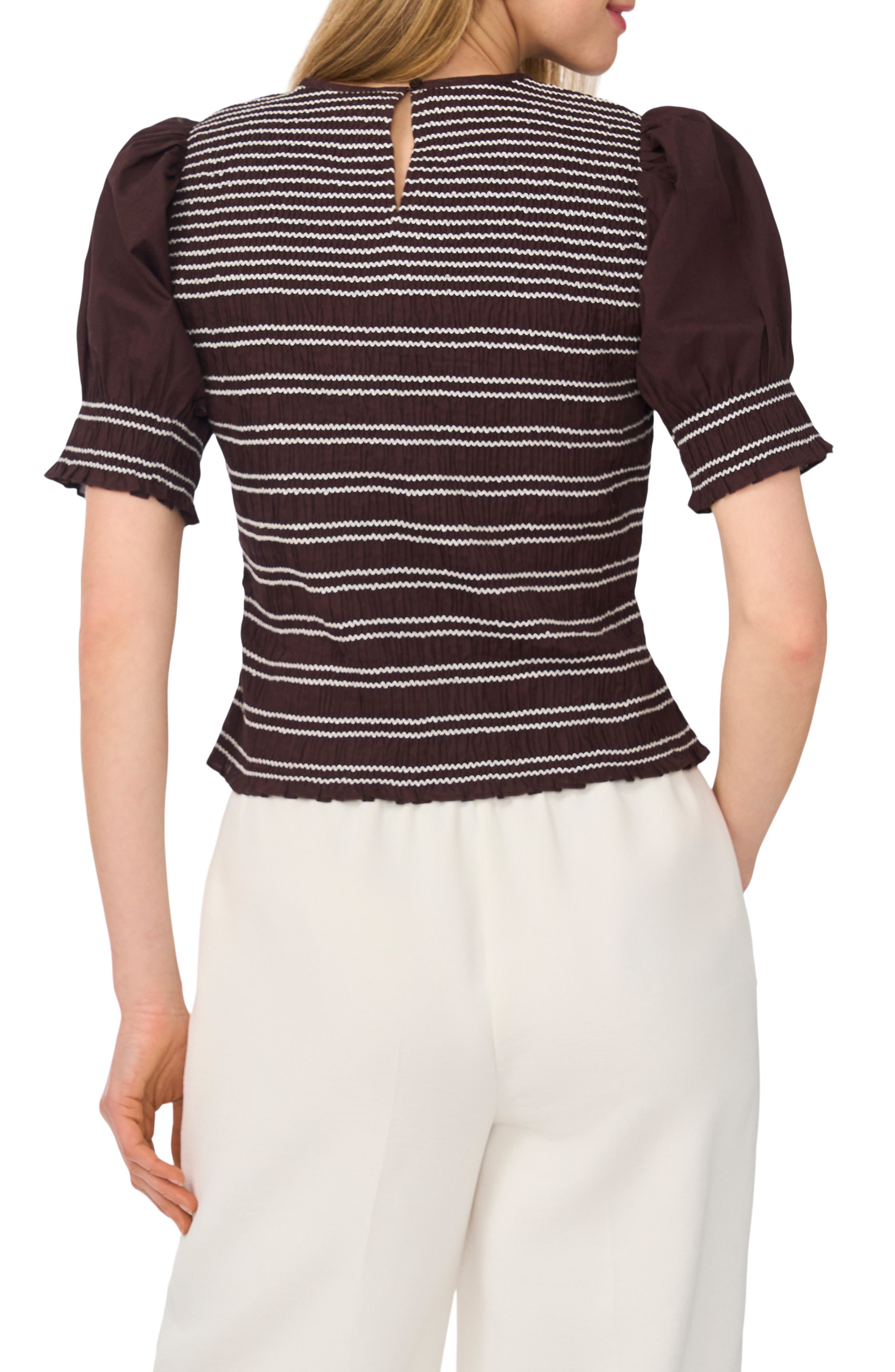 Smocked Puff Sleeve Cotton Top - image 2