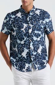 Original Penguin Monstera Linen Short Sleeve Button-Down Shirt