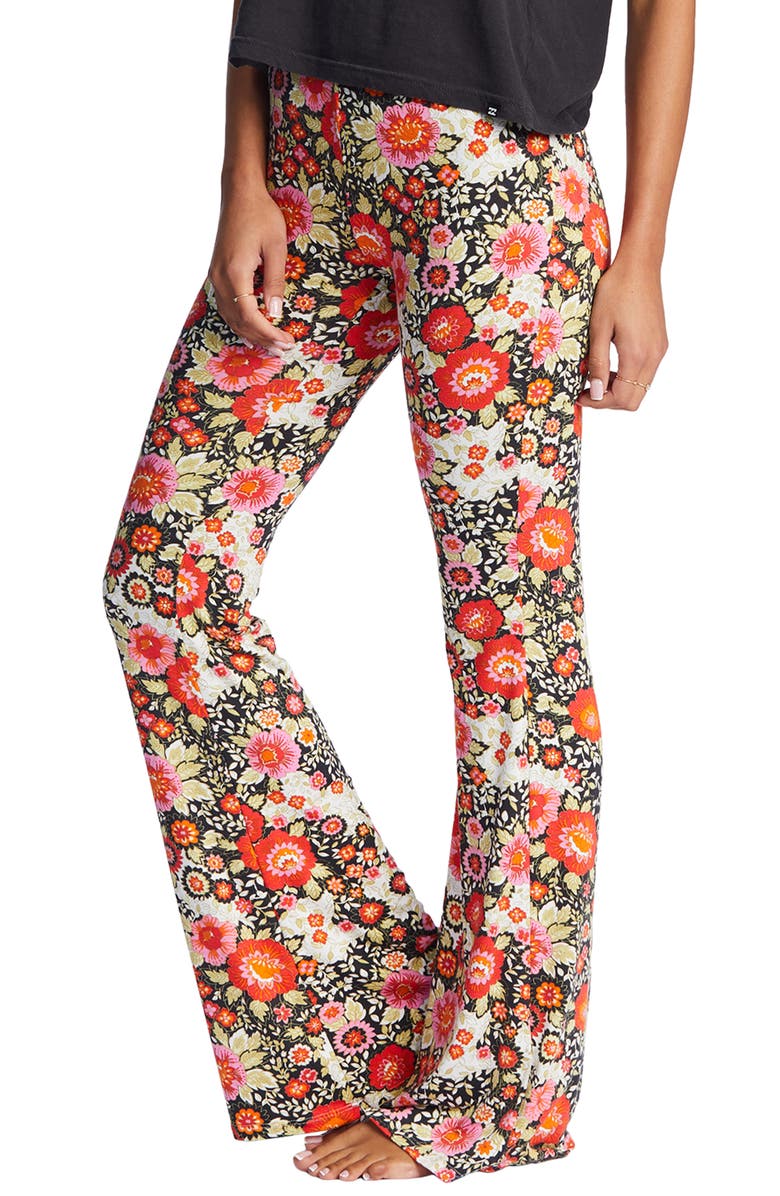 Billabong Sundown Floral High Waist Flare Cotton Pants, Alternate, color,