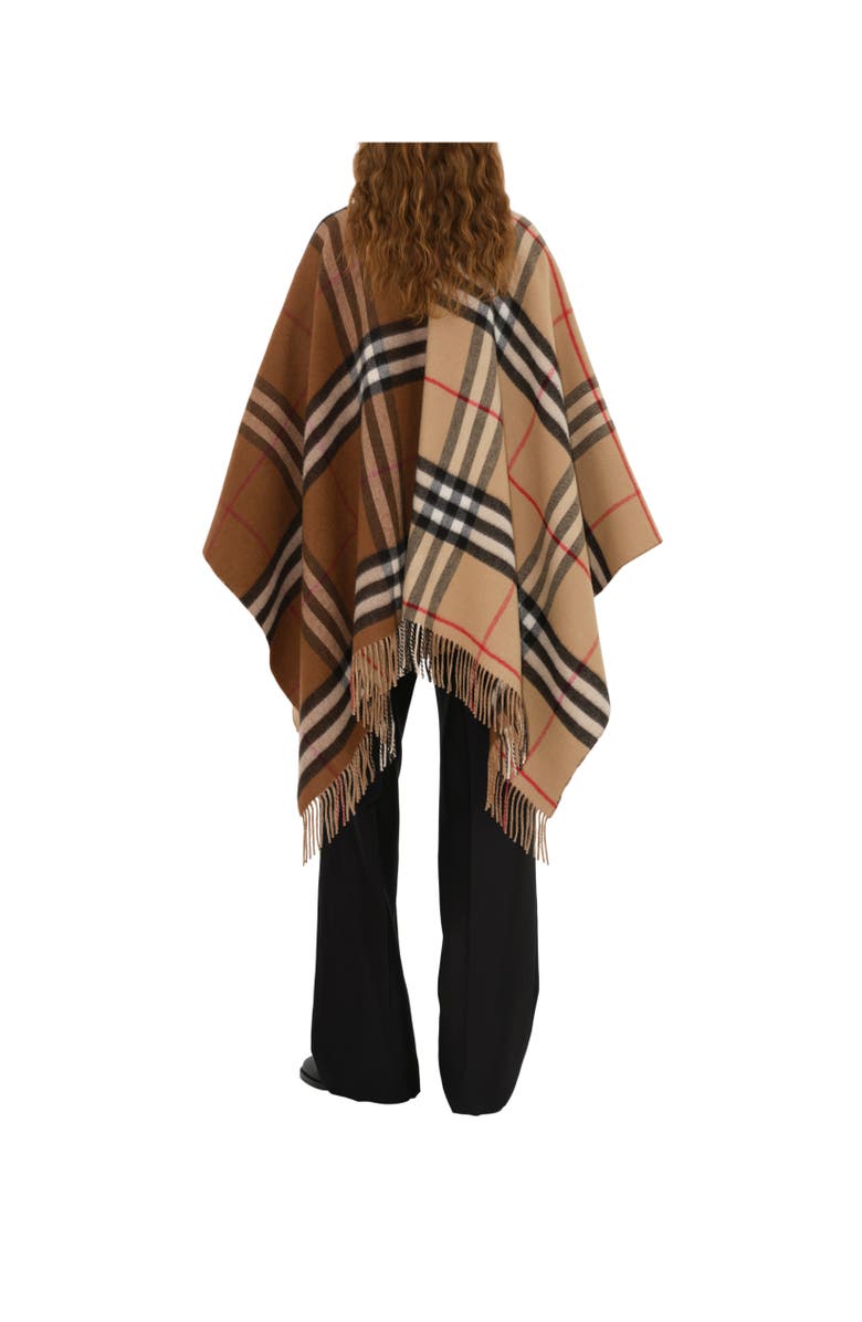 Burberry Contrast Check Wool Cashmere Cape, Alternate, color, Archive Beige/Dark Birch Brown