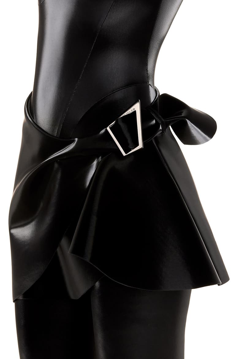 Gathered Techno Jersey Miniskirt, Main, color, 1999 BLACK