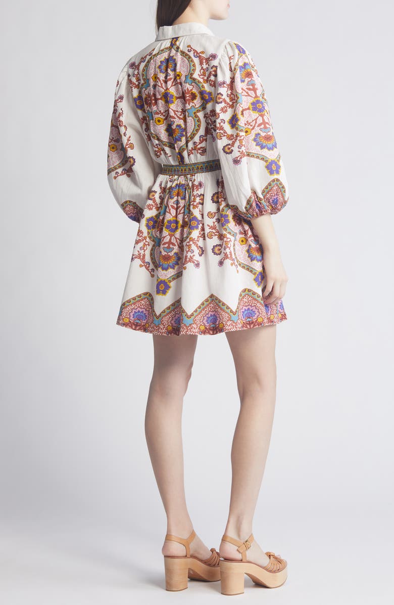 Cleobella Leigh Placed Print Long Sleeve Cotton & Linen Minidress, Alternate, color,