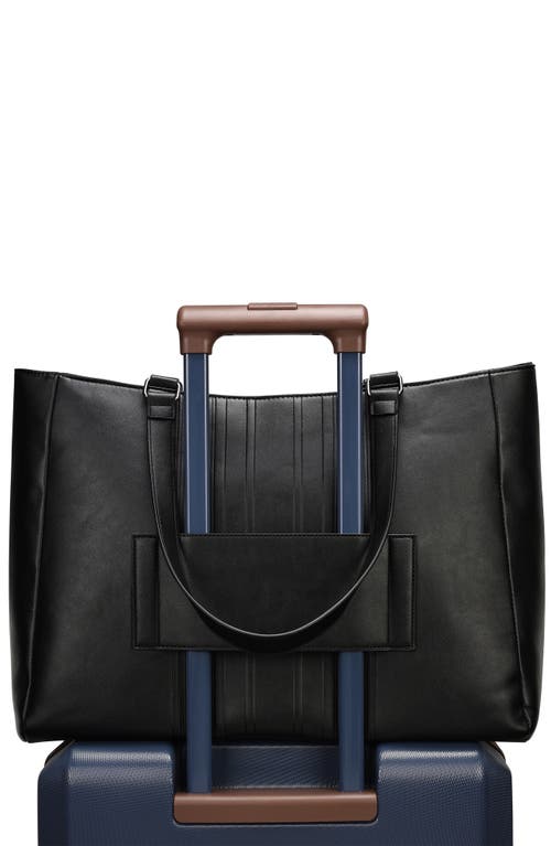 Elle Roamer 24l Vegan Leather Weekender Tote Bag In Black