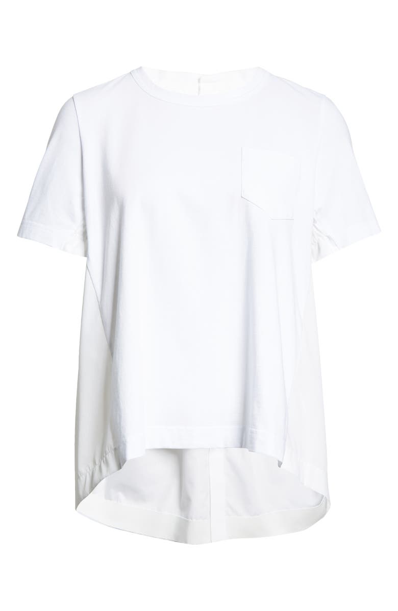 Sacai Mixed Media Cotton T-Shirt, Alternate, color, 