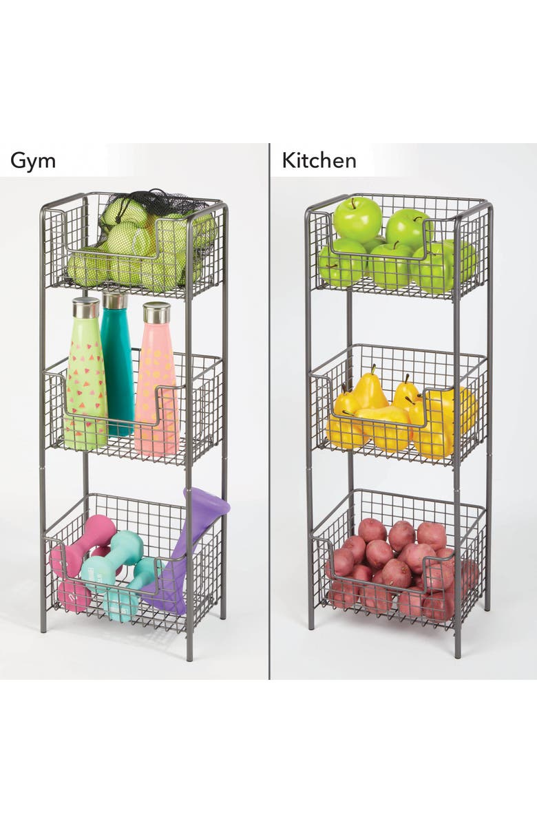 mDesign Steel Freestanding 3-Tier Kitchen Organizer Tower, Alternate, color, Graphite
