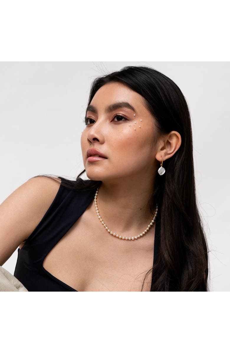 Dower & Hall Timeless Keshi Pearl Hoops, Alternate, color, Yellow Gold Vermeil