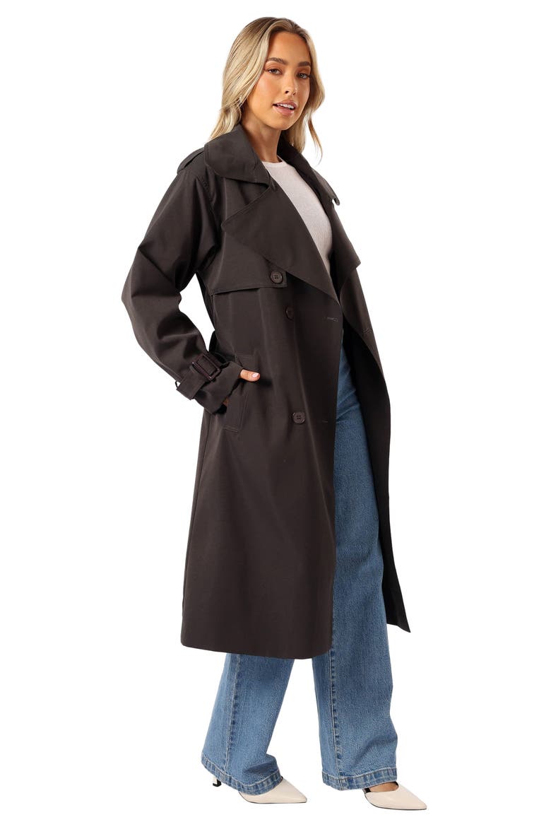 Billy Tie Waist Double Breasted Trench Coat, Alternate, color, CHARCOAL