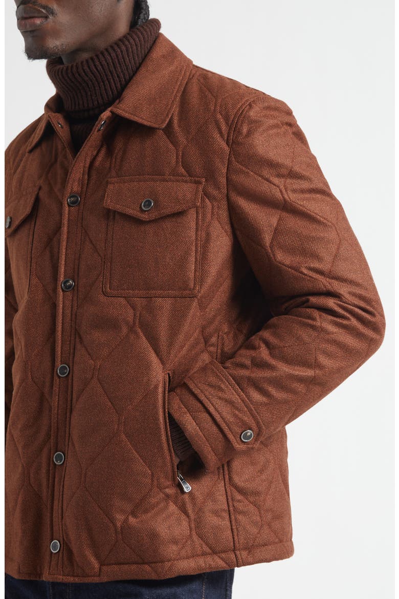 Onion Quilted Wool & Silk Shirt Jacket, Alternate, color, METALLIC RUST/ COPPER
