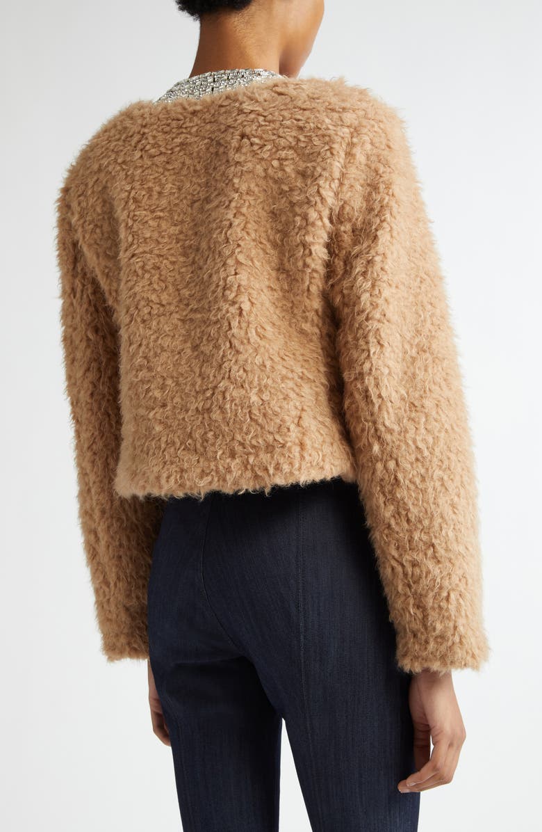 Cinq à Sept Christie Embellished Faux Shearling Jacket, Alternate, color, Camel