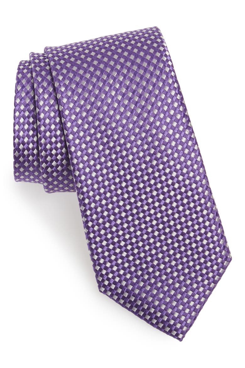 Check Silk Tie, Main, color, PERIWINKLE