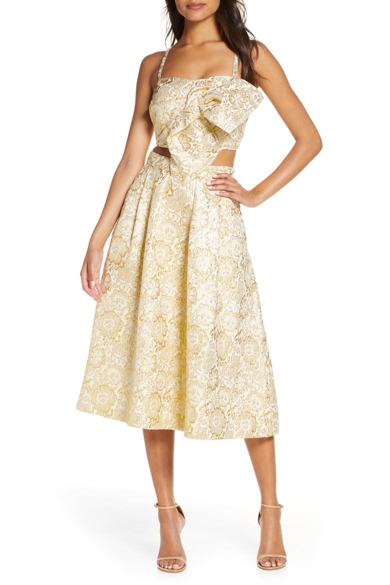 Dalsey 2-Piece Party Dress, Main, color, GOLD BLOOMING FLORAL BROCADE