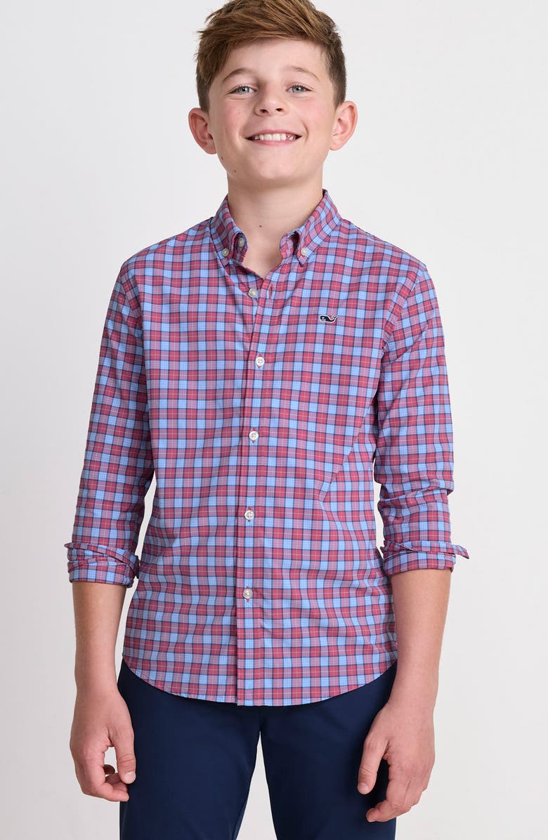 vineyard vines Kids' Duval Check Button-Down Shirt, Main, color, Tide Blue