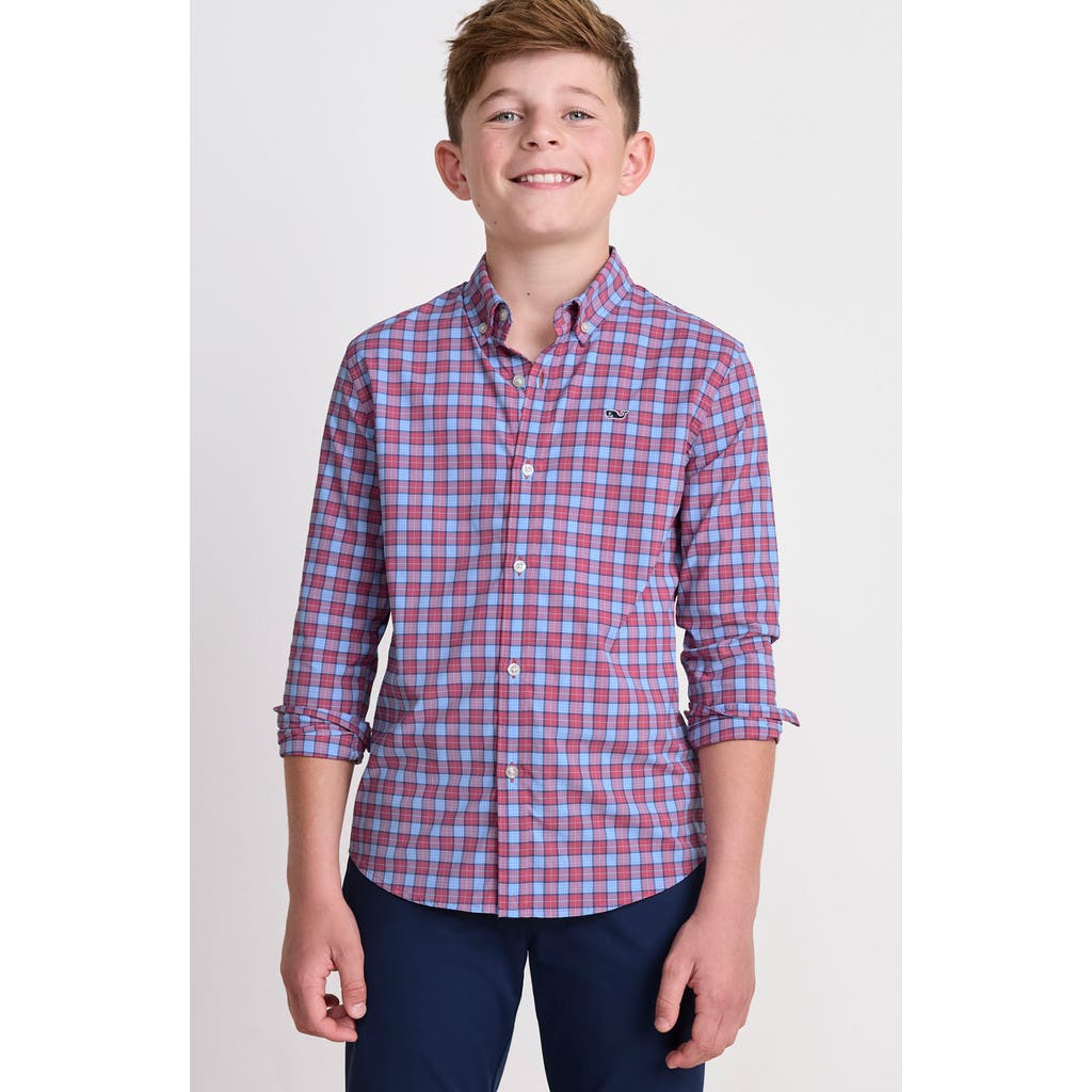 Vineyard Vines Kids' Duval Check Button-down Shirt In Blue
