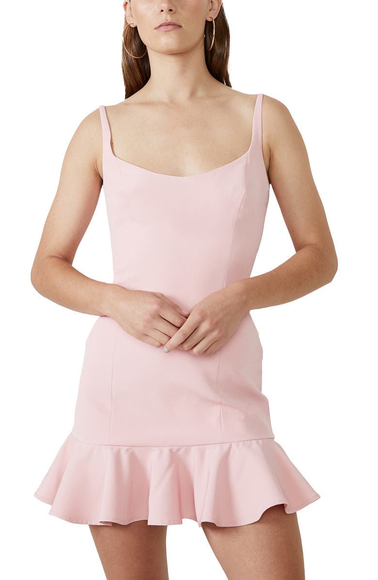 Bardot Gigi Ruffle Hem Fit & Flare Minidress, Alternate, color, 