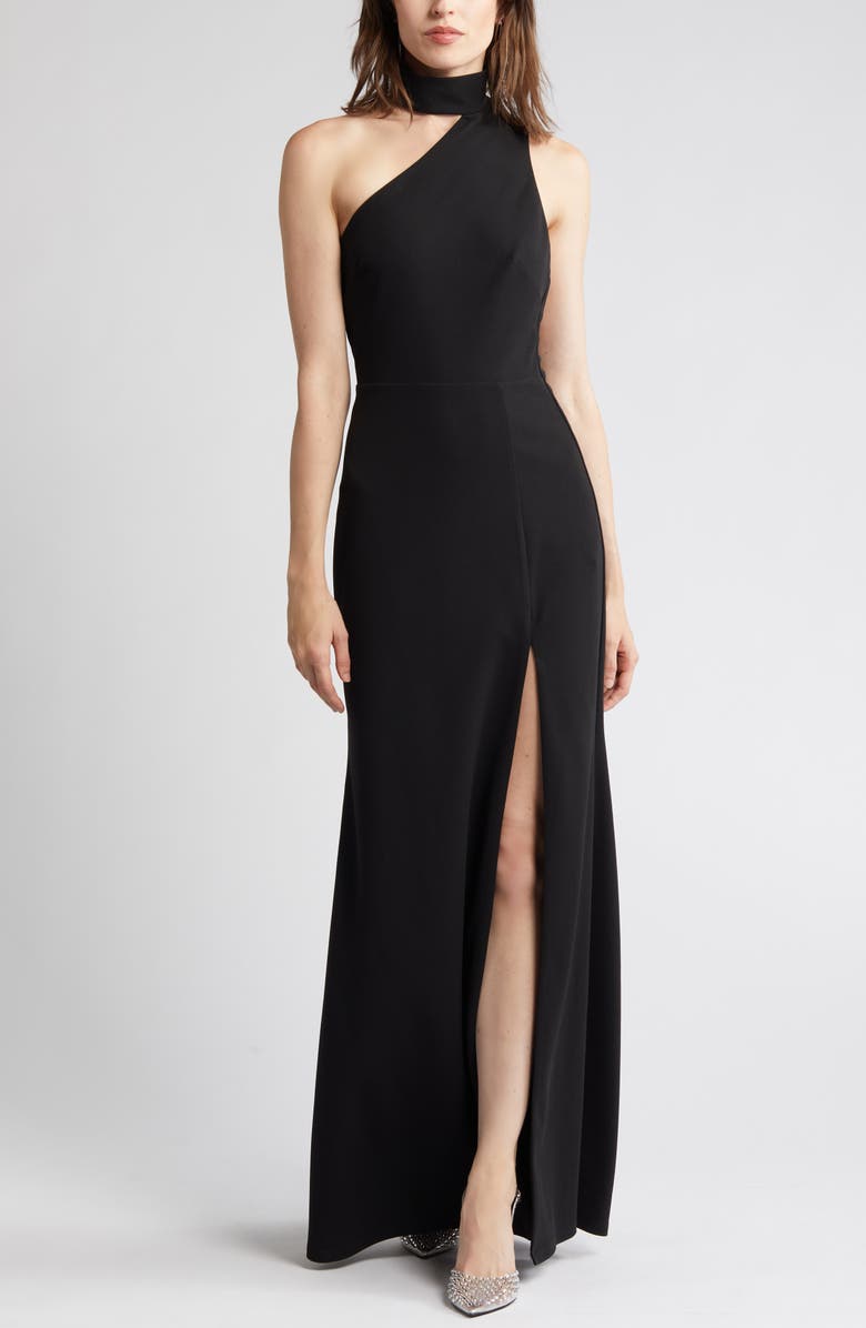 Lulus Keep it Interesting Mock Neck One-Shoulder Gown, Alternate, color, 